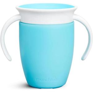 imageMunchkin Sippy Cup for 6 Month Old and Up Spill Proof Miracle 360 Toddler Cups with Transition Handles 7 Ounce 2 Pack BlueGreenSky