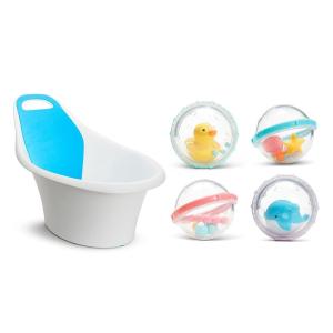imageMunchkin Sit and Soak Baby Bath Tub with 4pk Float and Play Bubbles Bath Toy