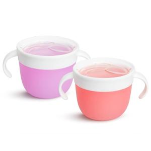 imageMunchkin Snack Catcher Toddler Snack Cups No Spil 2 Pack Containers PinkPurplePinkPurple