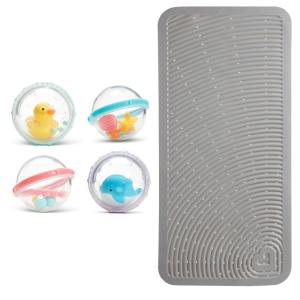 imageMunchkin Soft Spot Cushioned Bath Mat for Kids Grey ampamp  Float ampamp Play Bubbles Baby and Toddler Bath Toy 4 Count