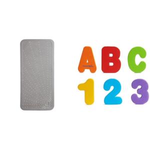 imageMunchkin Soft Spot Cushioned Bath Mat for Kids Grey ampamp  Learn Bath Letters and Numbers 36pc Toddler Bath Toy