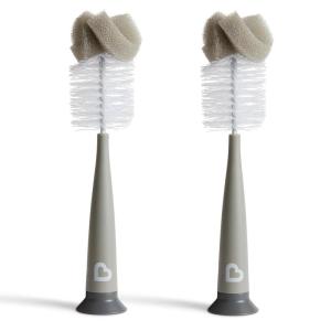 imageMunchkin Sponge Bottle Brush 2 Pack GreenModern Bottle Brush  Grey