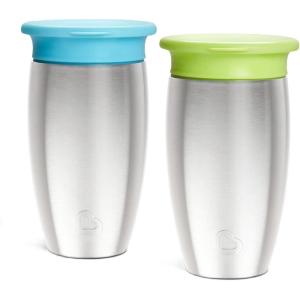 imageMunchkin Stainless Steel Sippy Cups for Toddlers 13 Spill Proof Miracle 360 Cup Insulated 10 Ounce GreenBlueGreen