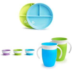 imageMunchkin Stay Put Suction Plates for Baby and Toddler 3 Divided Sections  PinkPurpleBlueGreen