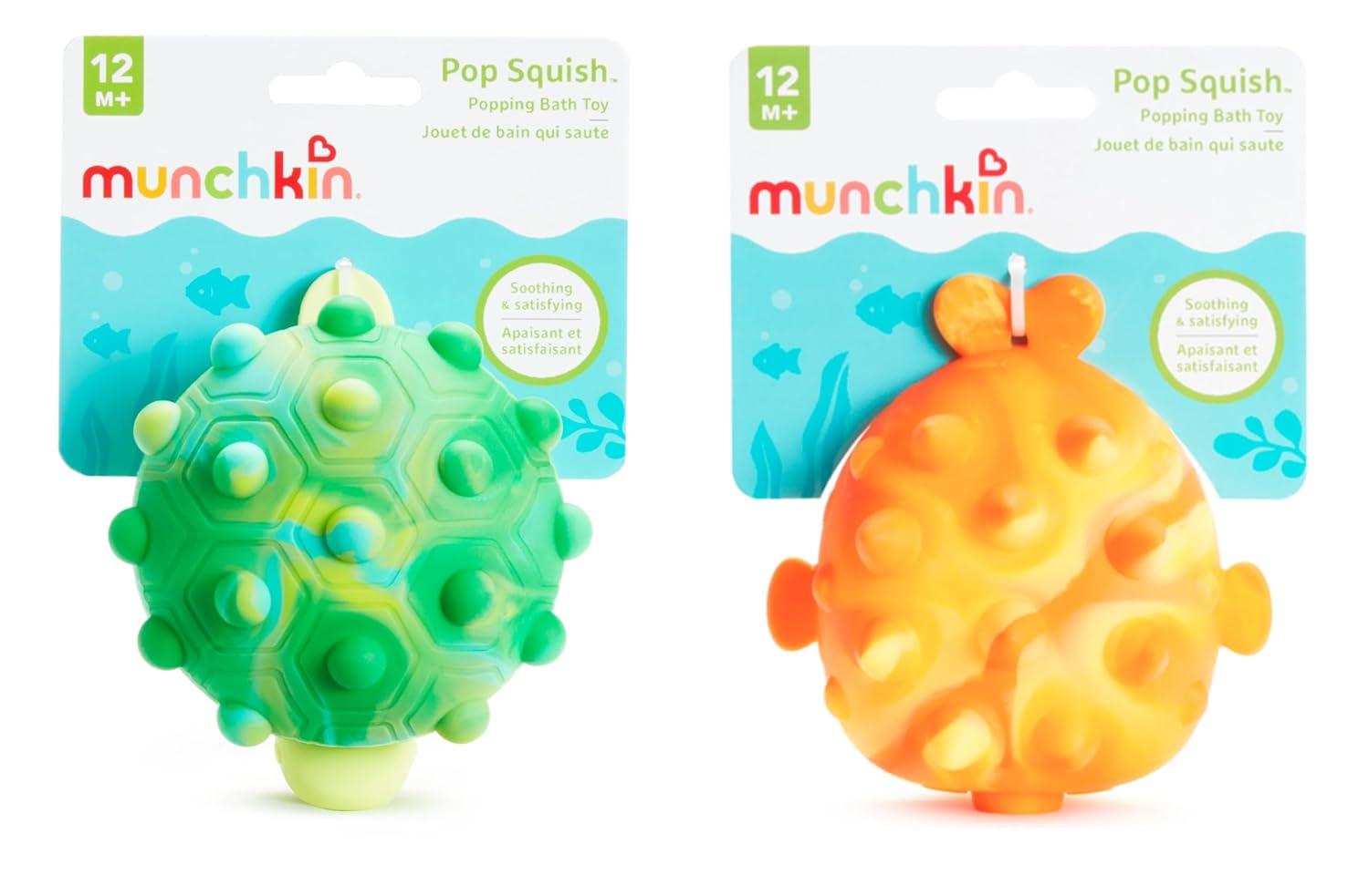 imageMunchkin Pop Squish Bath Toy Mold Free Baby and Toddler Bathtub Toy with Sensory and Fidget Play Turtle and PufferfishSmall