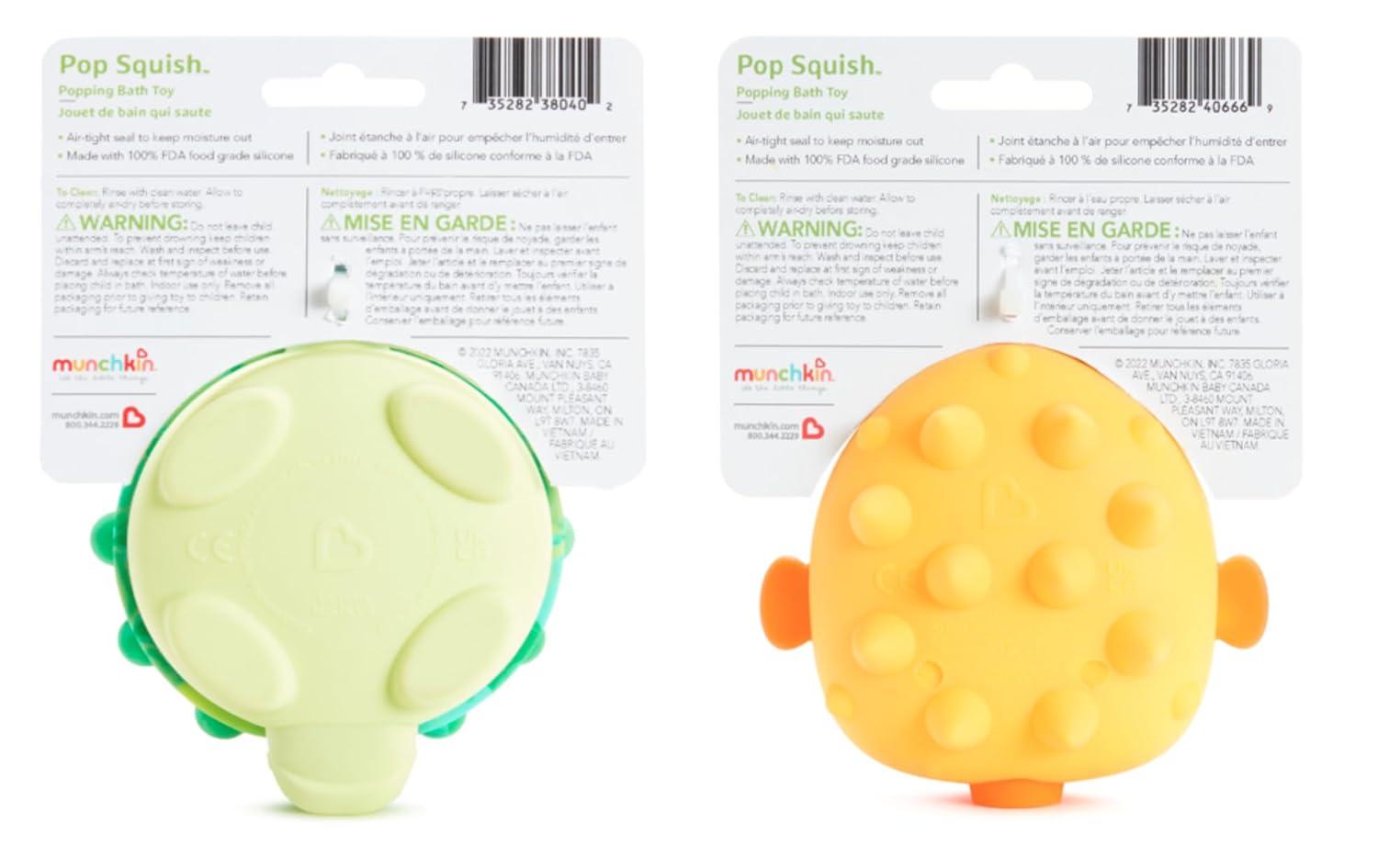 imageMunchkin Pop Squish Bath Toy Mold Free Baby and Toddler Bathtub Toy with Sensory and Fidget Play Turtle and PufferfishSmall