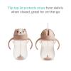 imageMunchkin Any Angle Spill Proof Weighted Straw Trainer Cup Transition Sippy Cups for Toddlers and Babies Click Lock Technology amp Fun Dog Design 10 Ounce Brown