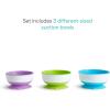 imageMunchkin Stay Put Suction Baby Bowls with Lids  Dishes for Babies and Toddlers SelfFeeding Bowl Set for Kids 6 Months 3 Pack BlueGreen3pk BlueGreenPurple