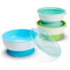 imageMunchkin Stay Put Suction Baby Bowls with Lids  Dishes for Babies and Toddlers SelfFeeding Bowl Set for Kids 6 Months 3 Pack BlueGreen3pk with Lids BlueGreenMint