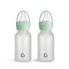 imageMunchkin Bond Silicone Coated Glass Baby Bottles  AntiColic Feeding System with Natural Feel Nipples 4 Ounce 2 Pack BlueGreenMint