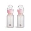 imageMunchkin Bond Silicone Coated Glass Baby Bottles  AntiColic Feeding System with Natural Feel Nipples 4 Ounce 2 Pack BluePink