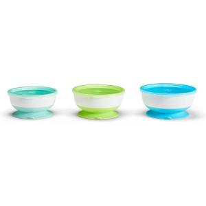 imageMunchkin Stay Put Suction Baby Bowls with Lids  Dishes for Babies and Toddlers SelfFeeding Bowl Set for Kids 6 Months 3 Pack BlueGreen3pk with Lids BlueGreenMint