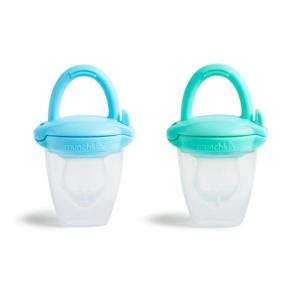 imageMunchkin Silicone Baby Food Feeder for Solids and Purees Great for SelfFeeding and Baby Led Weaning 2 Pack BlueMint